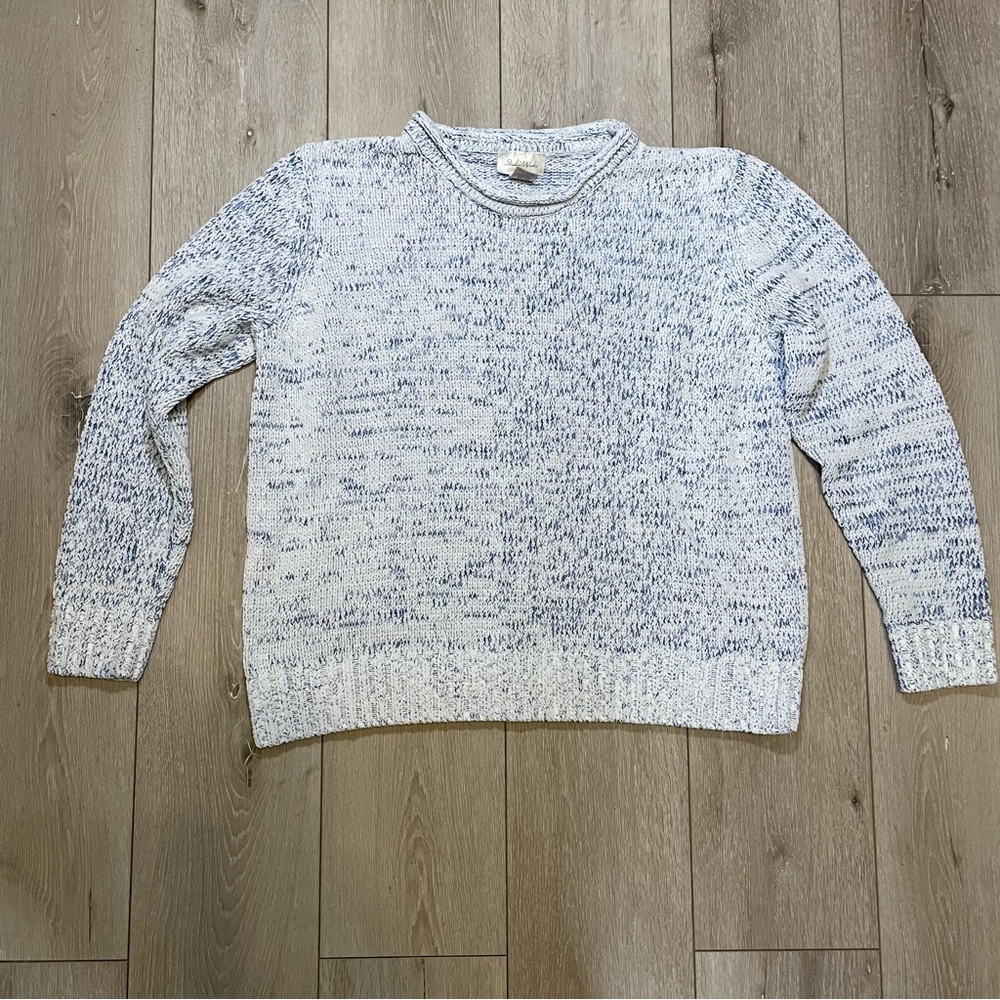 Studio Works Light Blue White‎ Knit Sweater Pullover L